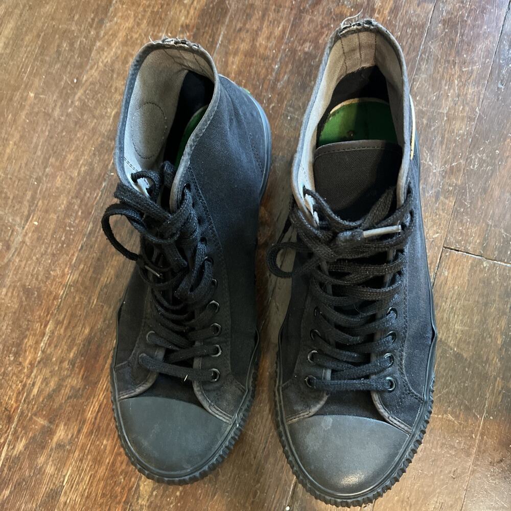 PF FLYERS The Sandlot Center Hi Black Canvas Lace-Up Sneakers 12 Mens PreOwned